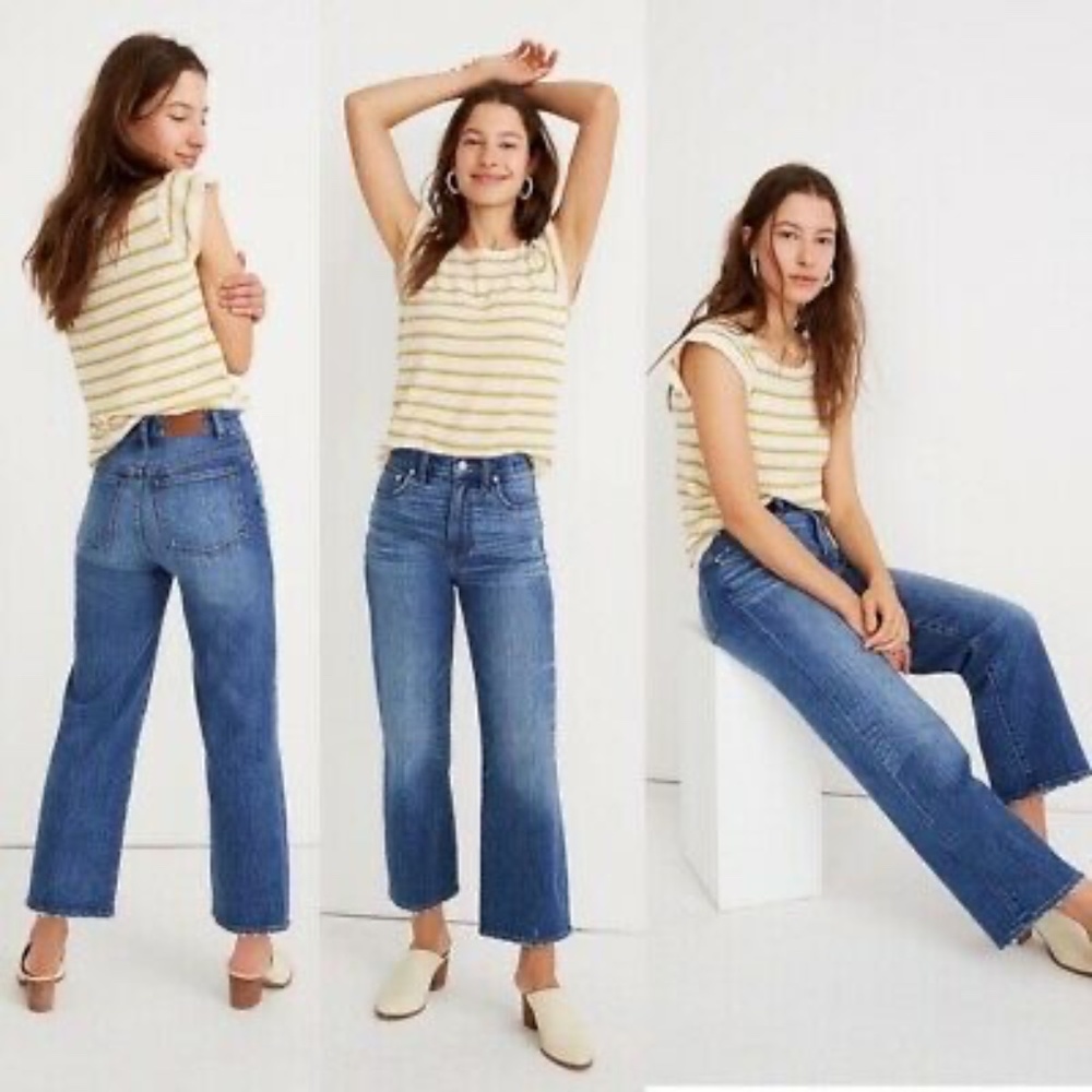 EUC Madewell Slim Wide-leg Jeans in Garret Wash size 32 Women's Denim Pants